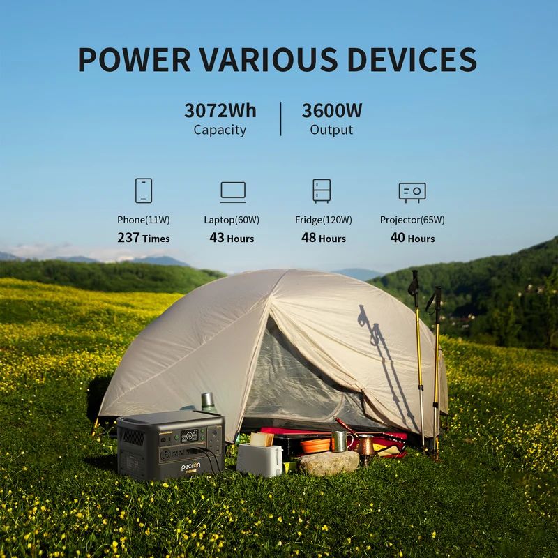 PECRON F3000LFP Portable Power Station 3072Wh with 3600W